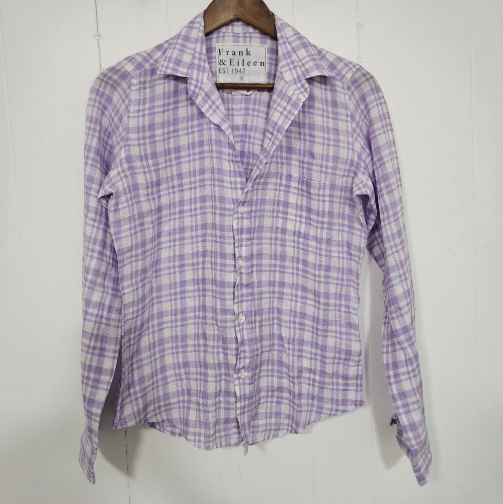 Frank & Eileen Bary Linen Plaid Button Up - Picture 2 of 7
